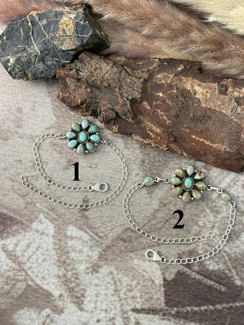 Handmade Sterling Silver Number 8 Turquoise Collection: Chain Bracelet Signed Ni